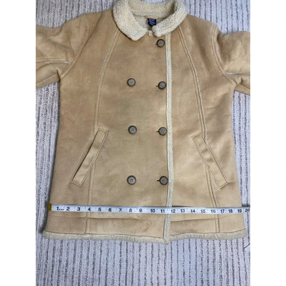 Gap Kids Tan Faux Suede Sherpa Lined Double Breasted Jacket Coat XXL 14 16